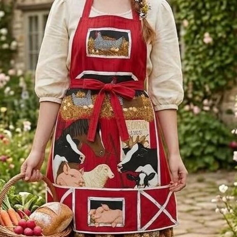 Vintage Handmade Cottagecore Farm Animal Apron farm rustic quirkystyle unique